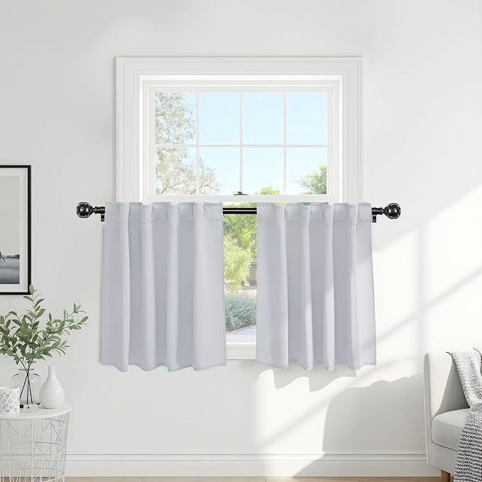 PONY DANCE 60% Blackout Short Bathroom Window Drapes, Half Curtains by PONYDANCE