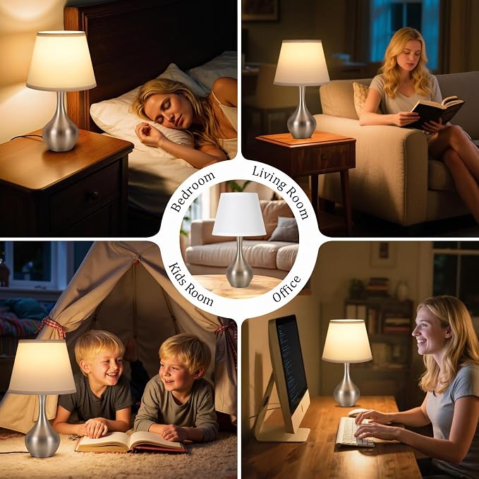 16.1" Touch Table Lamp for Nightstand, 3 Way Dimmable Small Bedroom Lamp | - Image 5