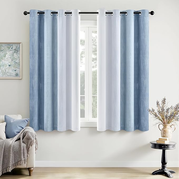 MIULEE Stone Blue and Greyish White Ombre Blackout Curtains 52Wx54L | Full Room by MIULEE