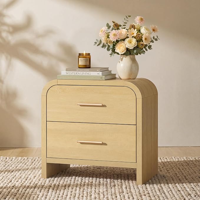 Night Stand 2-Drawer Nightstand 24" H Metal Handle Modern Sturdy Bedside Table by TheBeautyofRusticRefined
