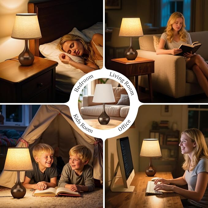 16.1" Touch Table Lamp for Nightstand, 3 Way Dimmable Small Bedroom Lamp | - Image 6