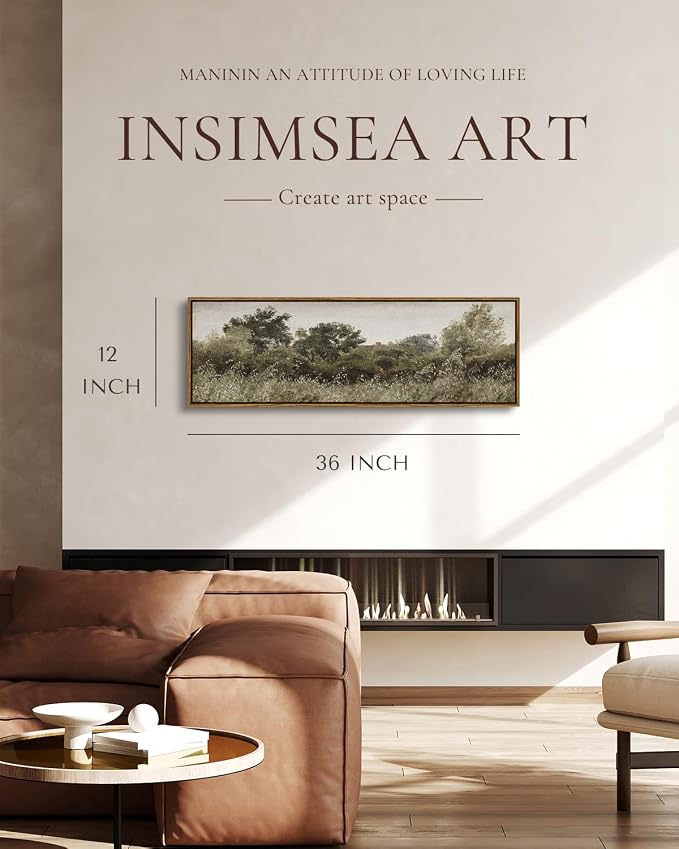 InSimSea Extra Large Framed Vintage Wall Art, Rustic Landscape, 36x12in | - Image 2