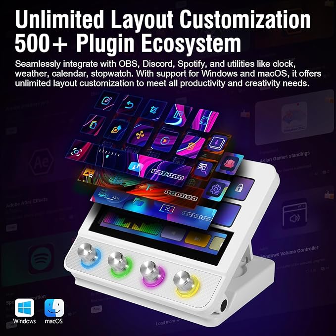VSDINSIDE Macro Pad, Streaming Deck Stream Controller Soundboard Keypad, Programmable Keys USB Shortcut Keyboard for Gamer Streamer, Audio Mixer for OBS, YouTube, Office Desk Setup, PC, Mac