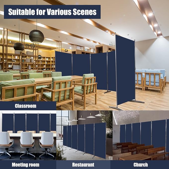 6 Panel Folding Room Divider, Sturdy Frame Freestanding Wall Divider | - Image 7