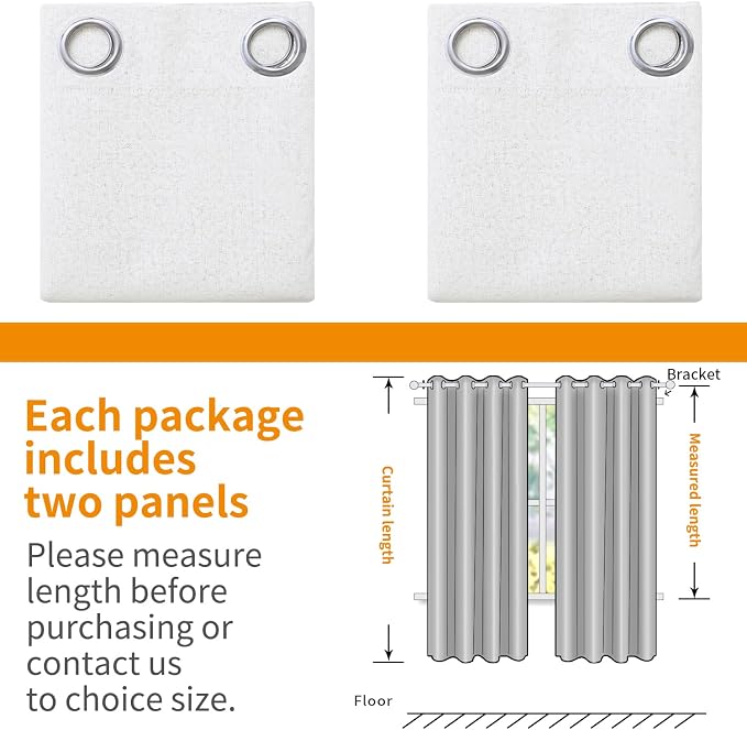 YoungsTex White Linen 100% Blackout Curtains - Image 8