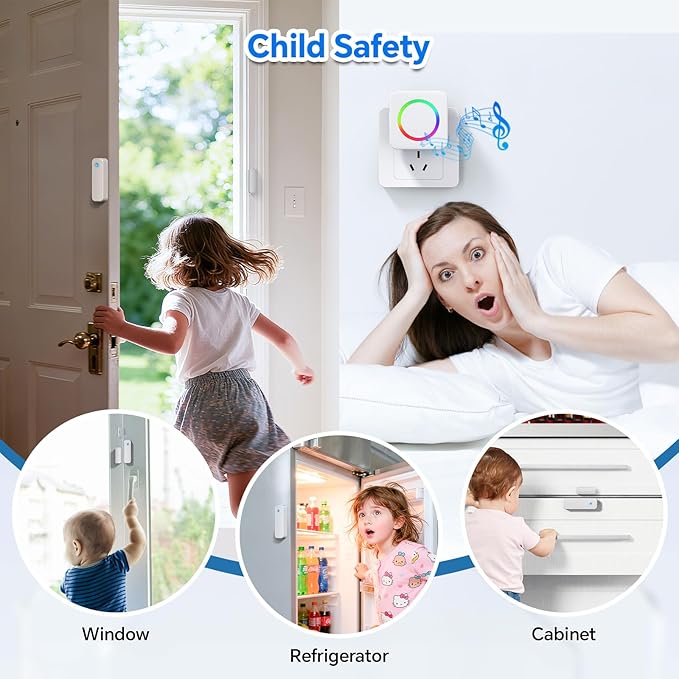 Door Chime, Satisure Door Sensor Chime When Door Opens, Doorbell Chime for Business/Home/Kids, 700 FT Range, 58 Chimes 5 Adjustable Volume Window Alarm 2 Sensors + 1 Receiver