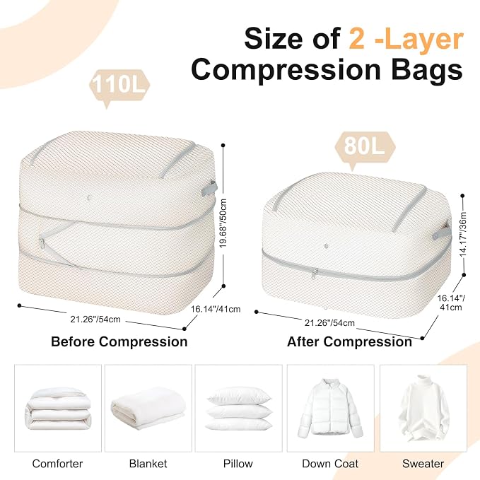 Comforter Storage Bag - 110L Large Capacity Blanket Storage Bags 2-Layer Ultra - Image 2
