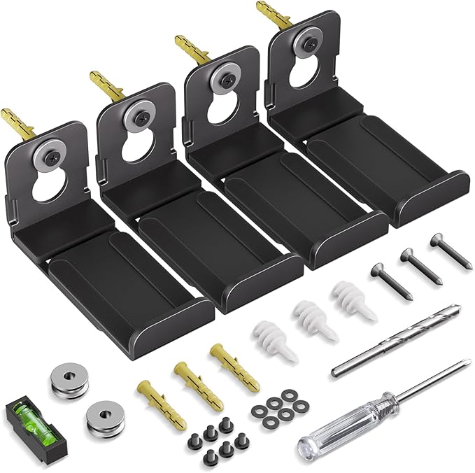 MUAKIOY Soundbar Mount, (2 Sets) Speaker Wall Mount Brackets Under TV, Heavy Duty Sound Bar Shelf Mounting Adjust 3.4" - 5.8" for Samsung, Vizio, Lg, Sony, JBL, Bose and More Hanger Soundbars