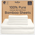Bambaw King Sheet Set 6pcs – 100% Viscose Derived from Bamboo Sheets King Deep Pocket, Fits Up to 16'' with Elastic Corner Straps, King Cooling Sheets, Hotel Luxury Bed Sheets Set (Ivory)