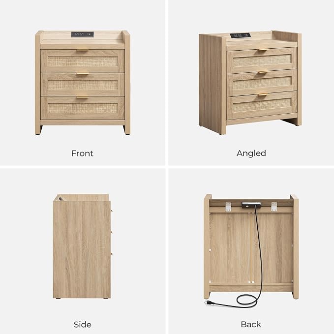SICOTAS Rattan Nightstand for Bedroom, Tall Bedside Table - Image 7