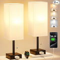 White Bedside Lamps for Bedroom Set of 2 by Fenmzeelighting