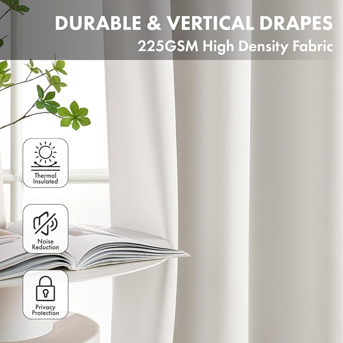 Short Ivory Blackout Kitchen Curtain W40 x L45 Inch 2 Panels | Thermal Insulated - Image 4