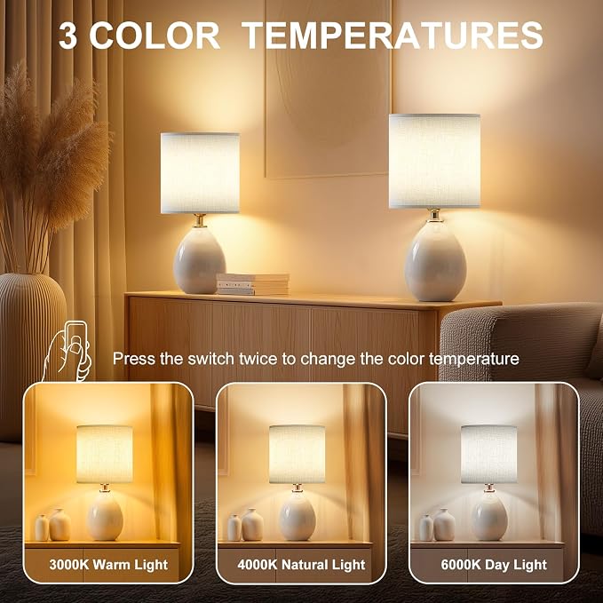 18.5" Table Lamps Set of 2 for Living Room Bedroom, Bedside Lamps for Night - Image 4