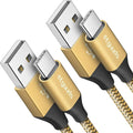 etguuds USB A to USB C Cable 6.6ft, 2-Pack, 3A Fast Charging Type C Charger Cord for iPhone 17 16 15 Pro Max 16e 17 Air, Samsung Galaxy S25 S24 S23 S22 S21 S20 A17 A16 A56 A55 Flip Fold, Gold