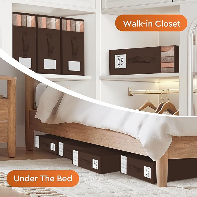 StorageTastic 4 Pack Bed Sheet Closet Organizers and Storage, Sturdy Foldable - Image 6