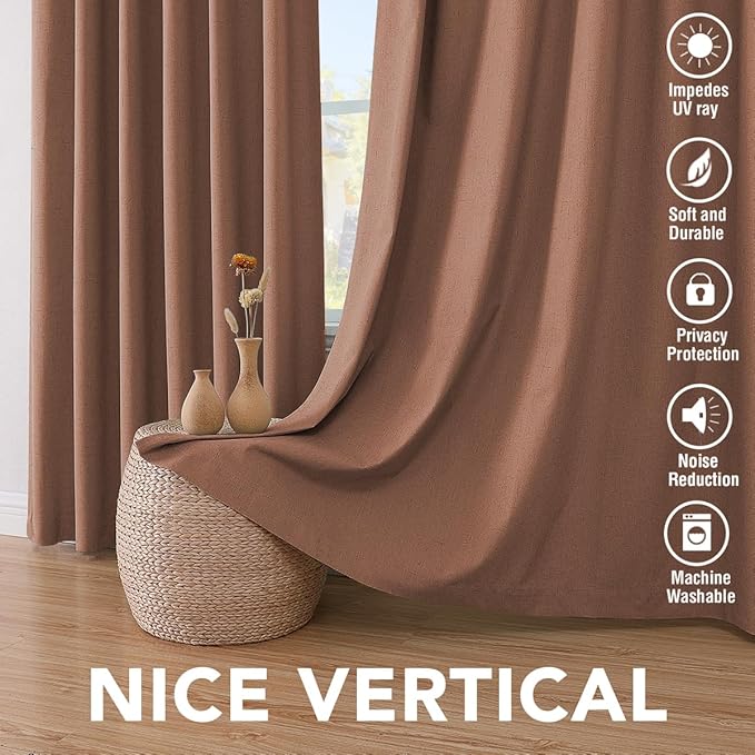H.VERSAILTEX Linen Blackout Curtains 108 Inches Long 100% Blackout Thermal - Image 7