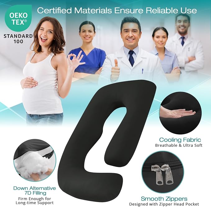 Cooling Pregnancy Pillows for Sleeping, Down Alternative, Removable Cover - Image 4