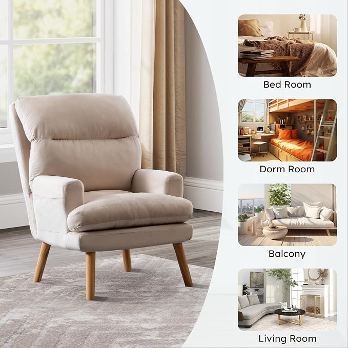IOMOR Accent Chair with Ottoman Comfy Reading Chair Armchair with Adjustable - Image 7
