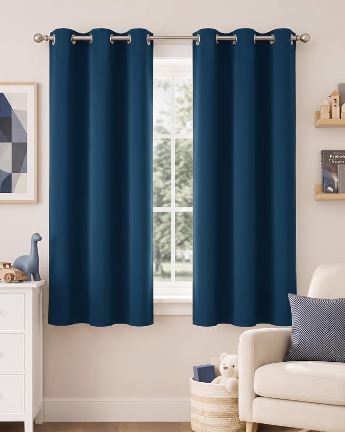 NICETOWN Morrocan Blue Decor Room Darkening Curtains 63 Inches Long 2 Panels by NICETOWN