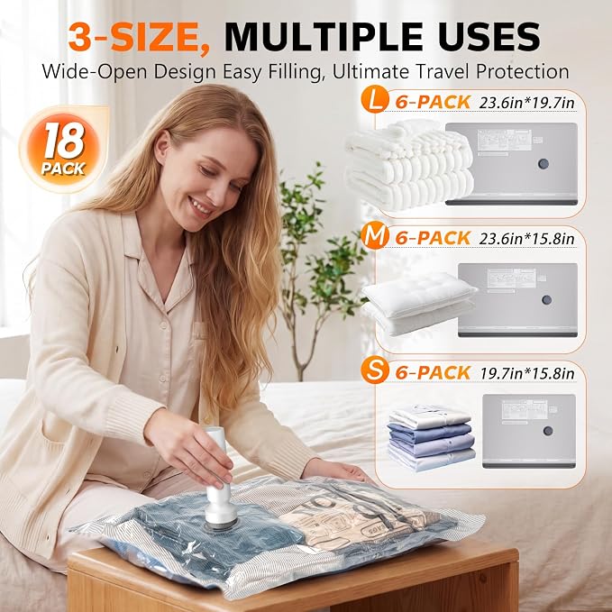 9 Combo Size Vacuum Storage Bags - Image 2