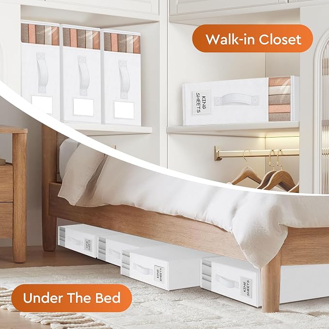 StorageTastic 2 Pack Bed Sheet Closet Organizers and Storage, Sturdy Foldable - Image 6