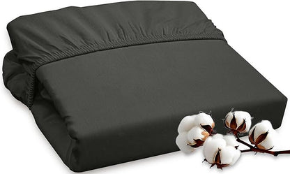 ROYALE LINENS 300 Thread Count 100% Long Staple Combed Cotton Fitted Sheet King - Super Soft Deep Pocket Bottom Sheet - Fitted Sheets Only - Elastic Sheets (King, Black)