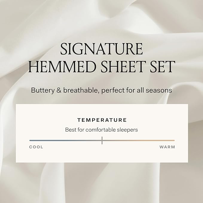 BOLL & BRANCH Signature Hemmed Sheet Set - Twin, Pewter - Luxury 100% Organic Cotton - Includes 1 Flat, 1 Fitted, 2 Pillowcases - Buttery Soft
