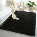 4x6 Black Fluffy Shag Rug for Bedroom, Plush Washable Carpet | Area Rug for by KICHOWUA
