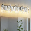 5 Light Bathroom Vanity Light, Brushed Nickel Vanity Lights for Morden Bathroom Lighting Fixtures Over Mirror Wall Light Fixtures with Clear Glass Shade ZCVL01BN-5