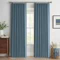 Pinch Pleated Full Blackout Faux Linen Curtains 90 Inches Long | Stone Blue by 100BlackoutShield