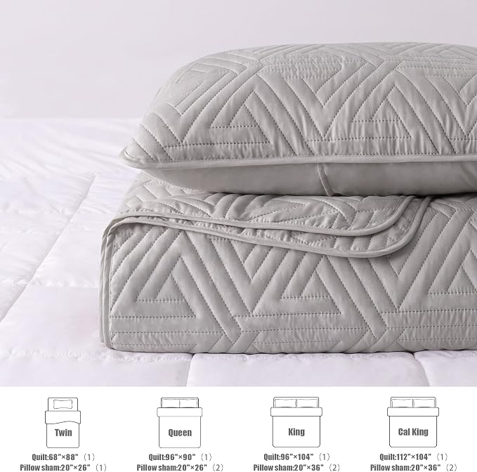 Whale Flotilla Soft Geometric King Quilt Set - Image 5