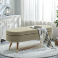 IAFIKE Oval Storage Bench 43.5" Ottoman Bench Upholstered Boucle Fabric by ABrandwithtemperature