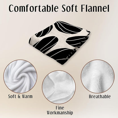 HIWX Boho Abstract Floral Kids Blanket, Boho Floral Blankets, Modern Bohemia Black Flower Throw Blanket for Kids Girls Nursery Toddler Room Bedroom Home Office Couch Bed Decor, 40x30 Inches