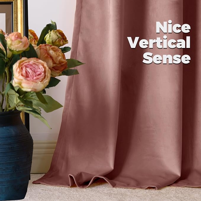 BGment Dusty Rose Pink Velvet Blackout Curtains 84 Inches - Image 8