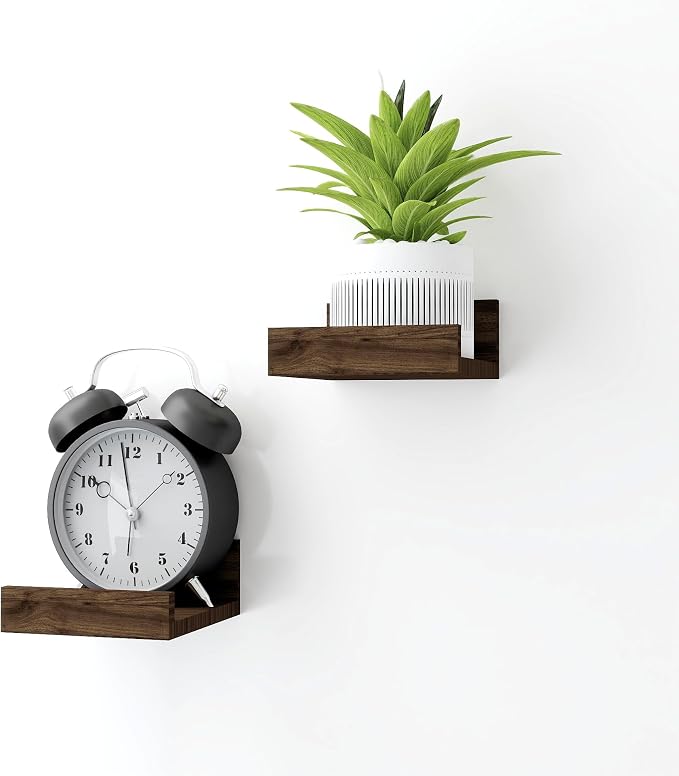 Small Walnut Floating Shelves for Wall, 4 in Shelf by Unknown