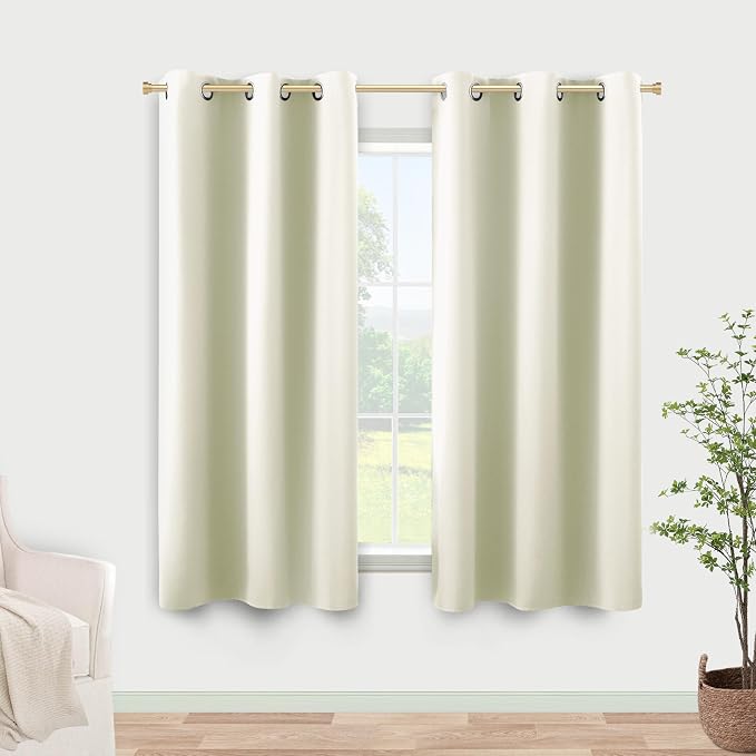 KOUFALL Cream Black Out Curtains 54 Inch Long by KOUFALL