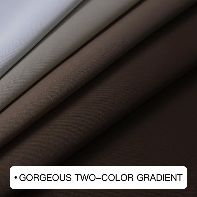 COSVIYA Curtains & Drapes Grommet Ombre Brown Curtains W62 x L63 Inch | - Image 4