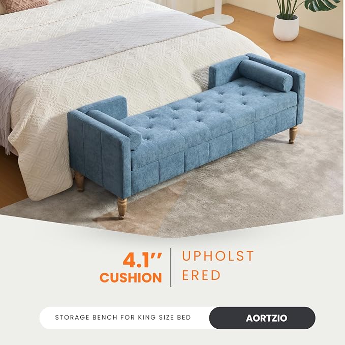 64.6" End of Bed Storage Bench for Bedroom, King Size Storage Bench for Bedroom - Image 5