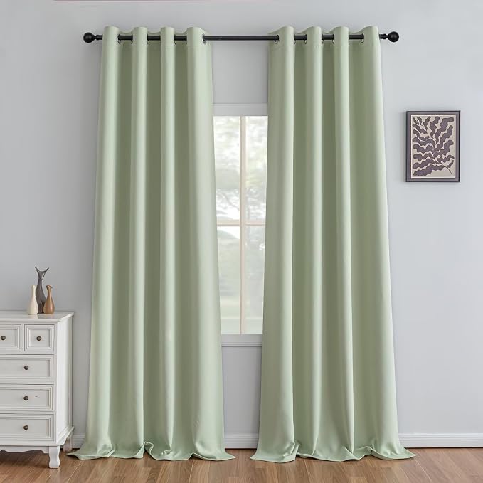 IGEMAEVE Blackout Curtains for Bedroom Grommets Sage Green 52" W x 108" L | by IGEMAEVE