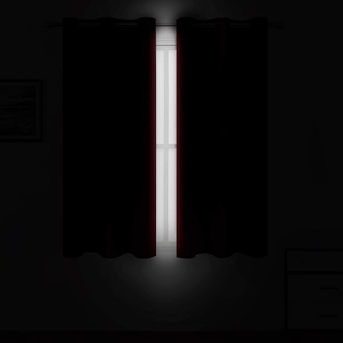 Red Blackout Curtains 42 x 63 Inch/Red Curtains Set of 2 Panels/Room Darkening - Image 3