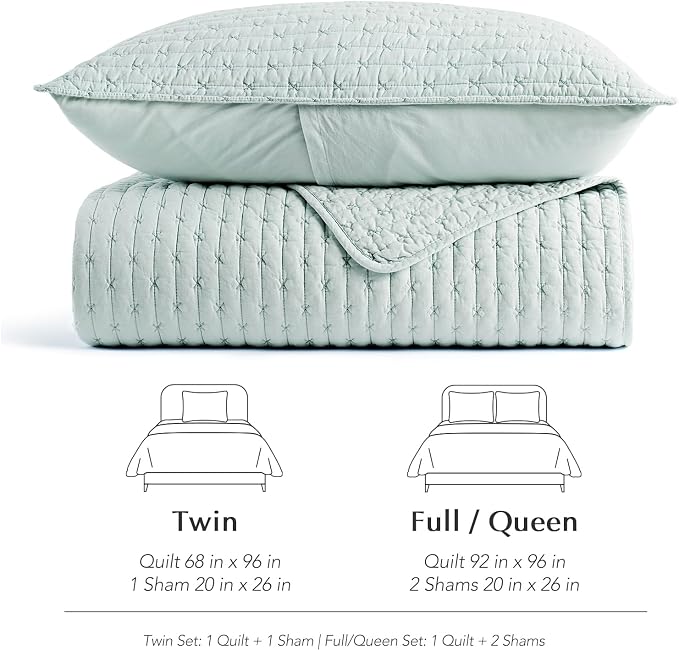 100% Cotton Cross Stitch Quilt Set, Seafoam Aqua | 100% Cotton, Elegant Cross - Image 8