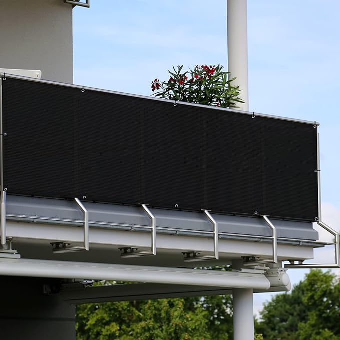 3'x12' Black Balcony Privacy Screen Fence Windscreen 90% UV Block | 90% privacy - Image 6
