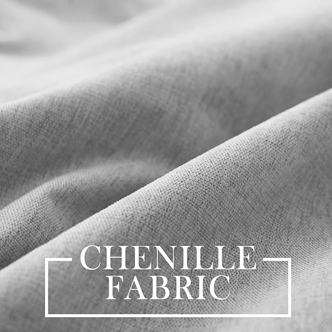 Macochico 100% Blackout Chenille Curtains 96 Inches Long for Hotel Nursery Noise Reducing Thermal Curtains for Bedroom Living Room Grommet Apricot Grey Curtains with Tieback 52"Wx96"L Classic 1 Panel