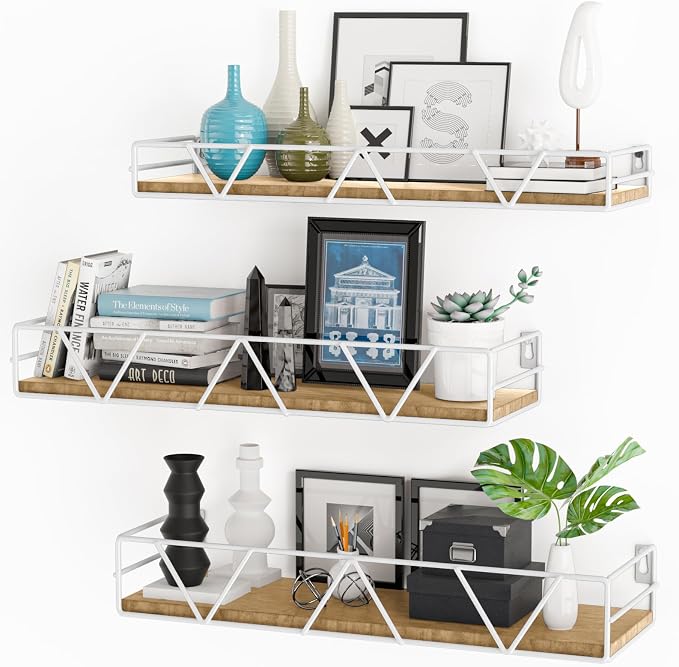 Floating Shelves Set of 3, Wood Wall Shelf, Farmhouse Shelf by Amoot