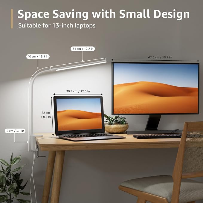 Lepro Small Desk Lamp with Clamp, LED Reading Lamps, Dimmable USB Clip on Desk - Image 2