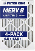 Filter King 6.5x42.5x1 Air Filter | 4-PACK | MERV 8 HVAC Pleated A/C Furnace Filters | MADE IN USA | Actual Size: 6.5 x 42.5 x .75"