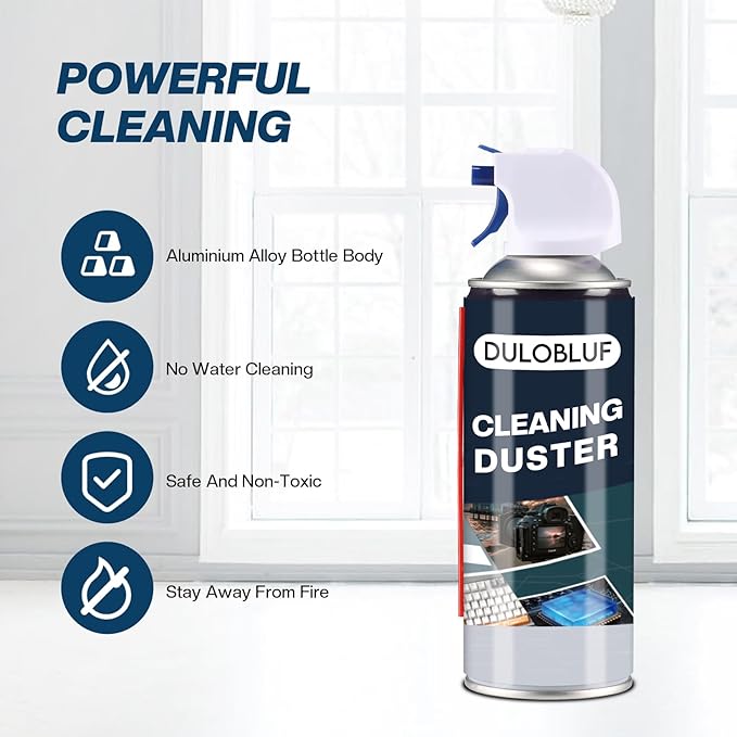 dulobluf Compressed Air Duster : Air Duster for PC Cleaning - Computer Air Duster Blower for Laptop - Reusable Car Dusters Airduster