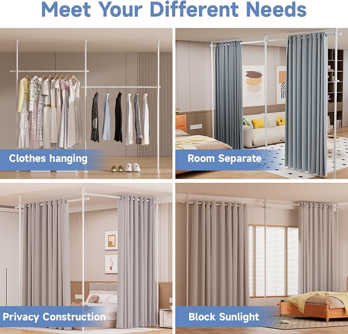 Room Divider Privacy Screens, No Drill Curtains Rod - Image 7