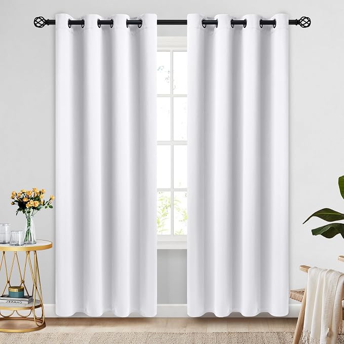 COSVIYA Grommet Room Darkening Pure White Curtains 84 inch Long by COSVIYA