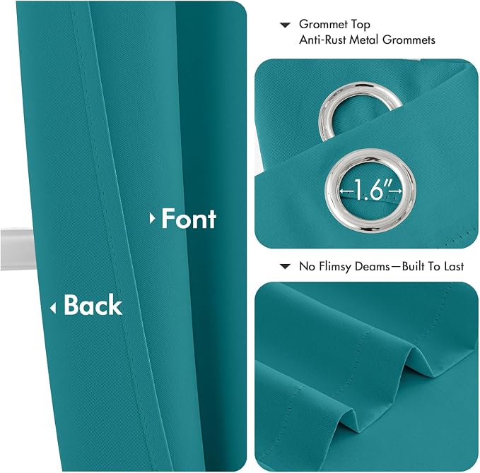 MIULEE Blackout Curtains for Bedroom 2 Panels 40 x 84 Inch Long Teal | Thermal - Image 4